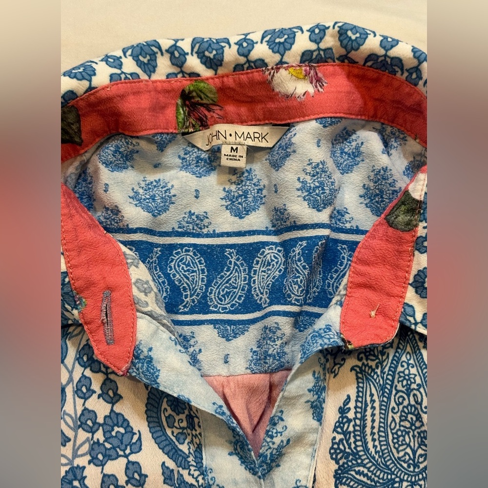 John Mark Patchwork Button Down Floral Paisley Tu… - image 7